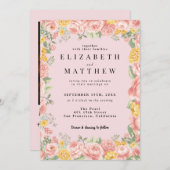 Lichtroze bloem Wilde bloem QR Code Weddenschap Kaart (Voorkant / Achterkant)