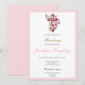 Lichtroze bloemdoop kaart (Voorkant / Achterkant)