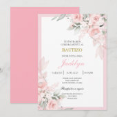 Lichtroze bloemdoop kaart (Voorkant / Achterkant)