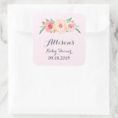 Lichtroze Bloemen Baby shower Label (Tas)