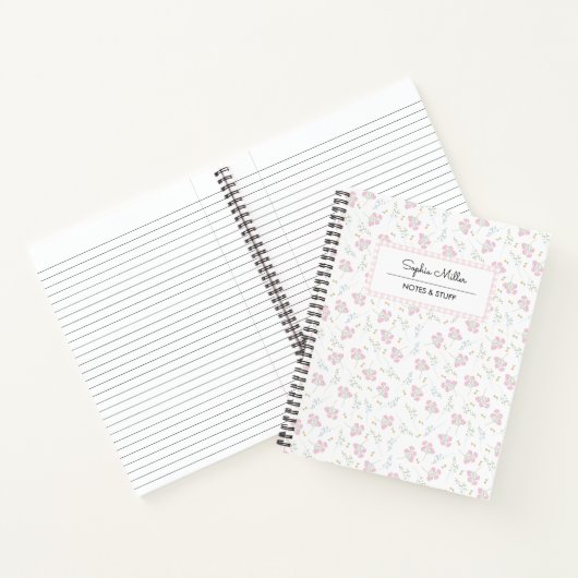 Lichtroze Bloemen Coquette Esthetische Spiraal Notitieboek (Binnen)