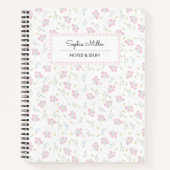 Lichtroze Bloemen Coquette Esthetische Spiraal Notitieboek (Voorkant)