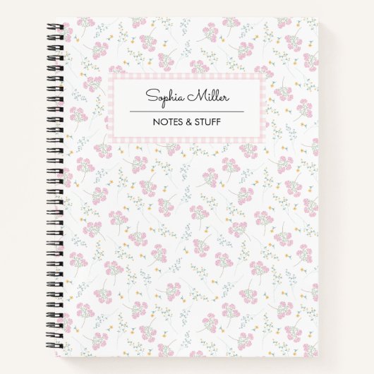 Lichtroze Bloemen Coquette Esthetische Spiraal Notitieboek (Voorkant)