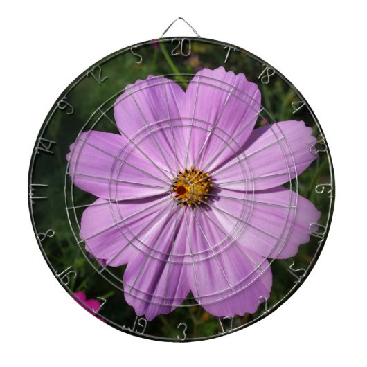 lichtroze bloemen dartbord (Voorkant)