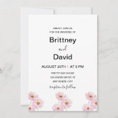 Lichtroze Bloemen Elegante Huwelijk Kaart (Voorkant)