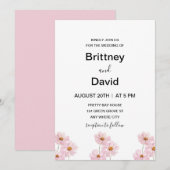 Lichtroze Bloemen Elegante Huwelijk Kaart (Voorkant / Achterkant)