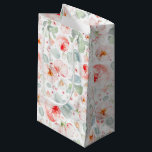 Lichtroze bloemen legante botanische klap klein cadeauzakje<br><div class="desc">Zacht lichtroze waterverf bloemen en grijze zakken</div>