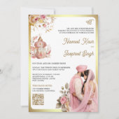 Lichtroze bloemencode Anand Karaj Sikh-huwelijk Kaart (Voorkant)