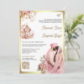 Lichtroze bloemencode Anand Karaj Sikh-huwelijk Kaart (Staand voorkant)
