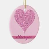 Lichtroze bloemenhart met een naam keramisch ornament (Rechts)