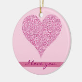 Lichtroze bloemenhart met een naam keramisch ornament (Links)