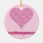 Lichtroze bloemenhart met een naam keramisch ornament (Achterkant)