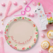 Lichtroze bloemig geaccentueerd papieren bordje (Feest)