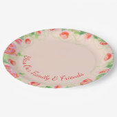 Lichtroze bloemig geaccentueerd papieren bordje (Gekanteld)