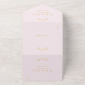 Lichtroze bloemige RSVP driezijdige evenementen ui All In One Uitnodiging (Buitenkant)