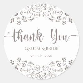 Lichtroze bloemontwerp Elegante bruiloft Ronde Sticker