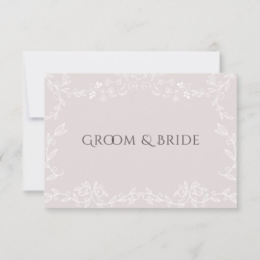 Lichtroze bloemontwerp Elegante bruiloft RSVP Kaartje (Achterkant)