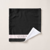 Lichtroze Blush Stripe & Elegante Bewerkbare Tekst Bad Handdoek (Wasdoekje)