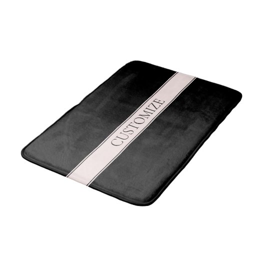 Lichtroze Blush Stripe & Elegante Bewerkbare Tekst Badmat (Gekanteld)