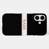 Lichtroze Blush Stripe & Elegante Bewerkbare Tekst Case-Mate iPhone Case (Achterkant (horizontaal))
