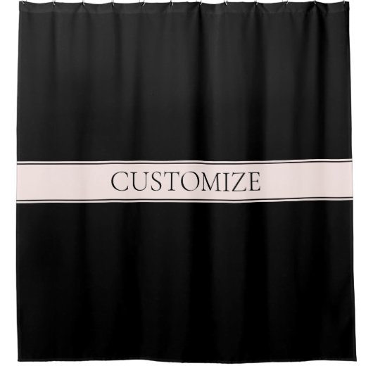 Lichtroze Blush Stripe & Elegante Bewerkbare Tekst Douchegordijn (Voorkant)