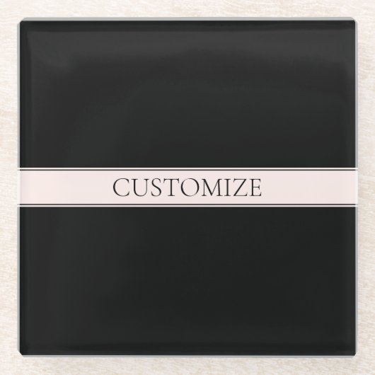 Lichtroze Blush Stripe & Elegante Bewerkbare Tekst Glazen Onderzetter (Voorkant)