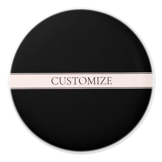 Lichtroze Blush Stripe & Elegante Bewerkbare Tekst Keramische Knop (Voorkant)