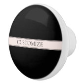 Lichtroze Blush Stripe & Elegante Bewerkbare Tekst Keramische Knop (Rechts)