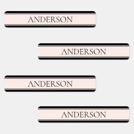 Lichtroze Blush Stripe & Elegante Bewerkbare Tekst Labels