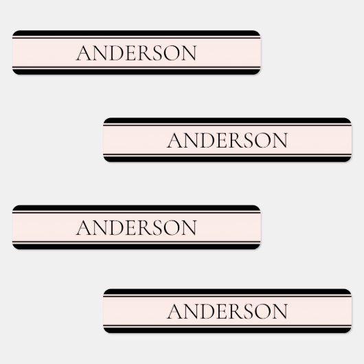 Lichtroze Blush Stripe & Elegante Bewerkbare Tekst Labels (Groep)