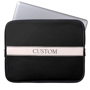 Lichtroze Blush Stripe & Elegante Bewerkbare Tekst Laptop Sleeve