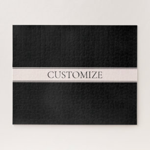 Lichtroze Blush Stripe & Elegante Bewerkbare Tekst Legpuzzel