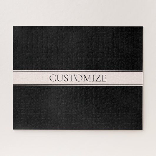 Lichtroze Blush Stripe & Elegante Bewerkbare Tekst Legpuzzel (Horizontaal)