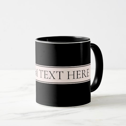 Lichtroze Blush Stripe & Elegante Bewerkbare Tekst Mok (Voorkant rechts)