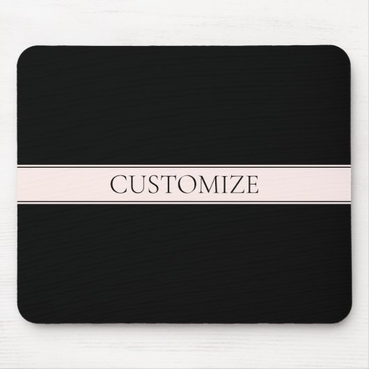 Lichtroze Blush Stripe & Elegante Bewerkbare Tekst Muismat (Voorkant)