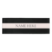 Lichtroze Blush Stripe & Elegante Bewerkbare Tekst Naambadge (Voorkant)