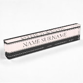 Lichtroze Blush Stripe & Elegante Bewerkbare Tekst Naambordje