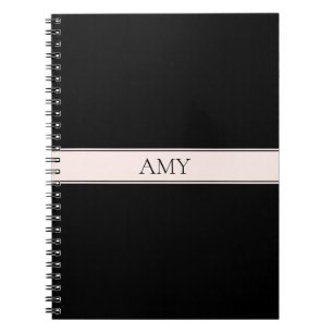 Lichtroze Blush Stripe & Elegante Bewerkbare Tekst Notitieboek