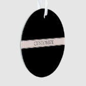 Lichtroze Blush Stripe & Elegante Bewerkbare Tekst Ornament (voorkant)