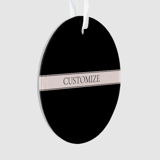 Lichtroze Blush Stripe & Elegante Bewerkbare Tekst Ornament (voorkant)