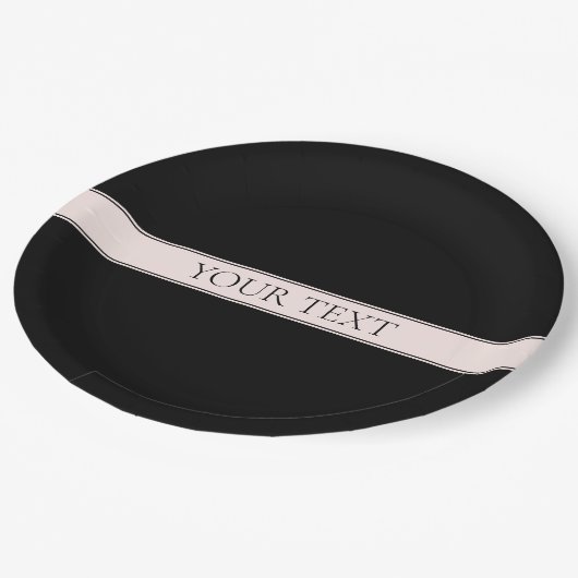 Lichtroze Blush Stripe & Elegante Bewerkbare Tekst Papieren Bordje (Gekanteld)