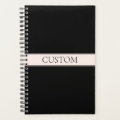 Lichtroze Blush Stripe & Elegante Bewerkbare Tekst Planner (Voorkant)