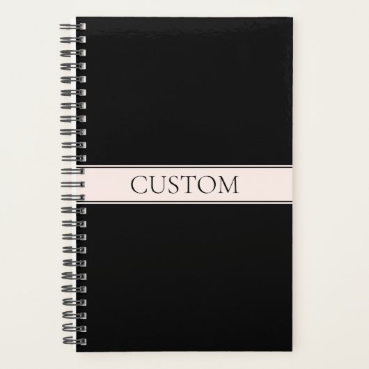 Lichtroze Blush Stripe & Elegante Bewerkbare Tekst Planner (Voorkant)