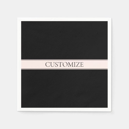 Lichtroze Blush Stripe & Elegante Bewerkbare Tekst Servet (Voorkant)