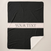 Lichtroze Blush Stripe & Elegante Bewerkbare Tekst Sherpa Deken (Voorkant)