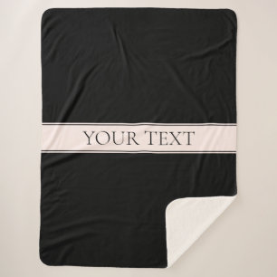 Lichtroze Blush Stripe & Elegante Bewerkbare Tekst Sherpa Deken