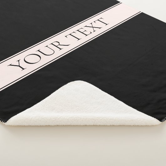 Lichtroze Blush Stripe & Elegante Bewerkbare Tekst Sherpa Deken (3/4)