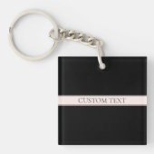Lichtroze Blush Stripe & Elegante Bewerkbare Tekst Sleutelhanger (Voorkant)