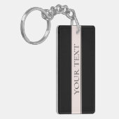 Lichtroze Blush Stripe & Elegante Bewerkbare Tekst Sleutelhanger (Voorkant Links)