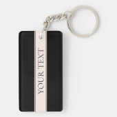 Lichtroze Blush Stripe & Elegante Bewerkbare Tekst Sleutelhanger (achterkant)
